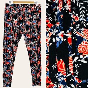 LuLaRoe Floral Botanical Print Abstract High Rise Casual Lounge Pants Leggings